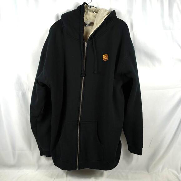 UPS Employee 2XL XXL Full Zip Fleece Lined Hoodie Work - Picture 1 of 7